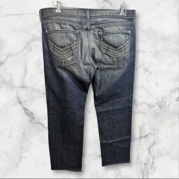 7 For All Mankind Jeans Mens 38 38x31 Blue Standard Denim Casual Button Fly - Picture 2 of 5